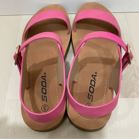 NIB Soda Girls Size 3 or 5 Kids Pink Plenty Ankle Wrap Buckle Sandals - Picture 7 of 10